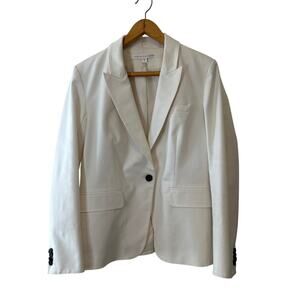 Veronica Beard Ivory Cotton Blend Single Button Blazer Jacket Size 12